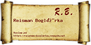 Reisman Boglárka névjegykártya